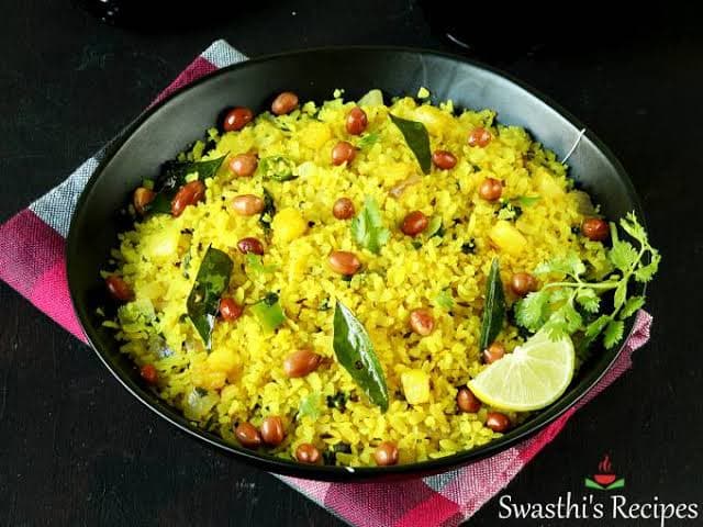 A plate of homemade kanda poha