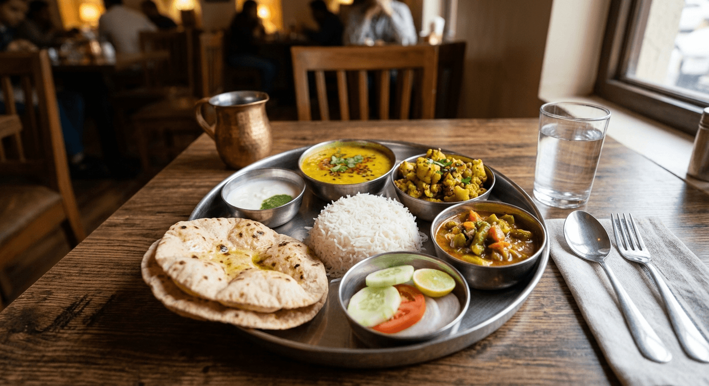 Everyday homemade lunch thali